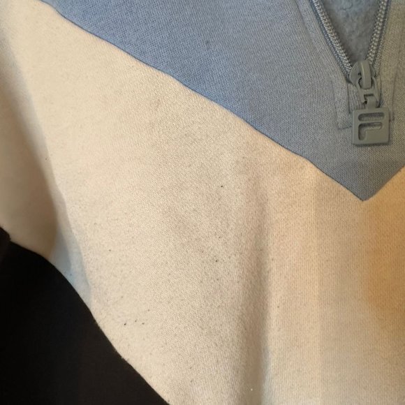 FILA Women's M Blue/White Chevron Collared Quarter Zip Pullover Sweater - Picture 5 of 16